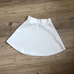 PLT White Scuba Flippy Mini-Skirt